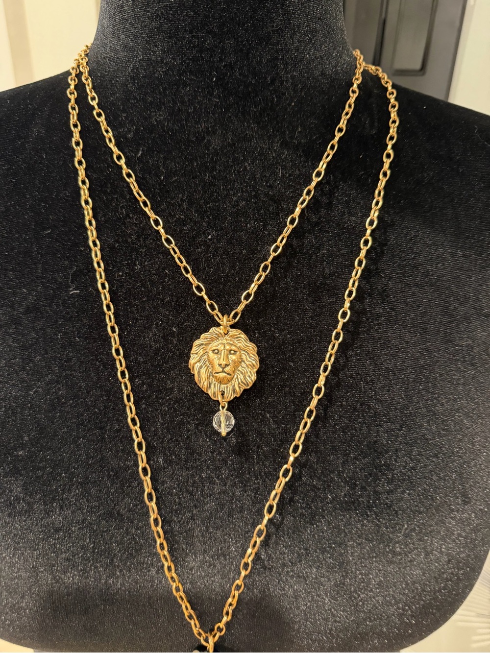 Katia Design black onyx and Gold Lion Pendant Layered Necklace